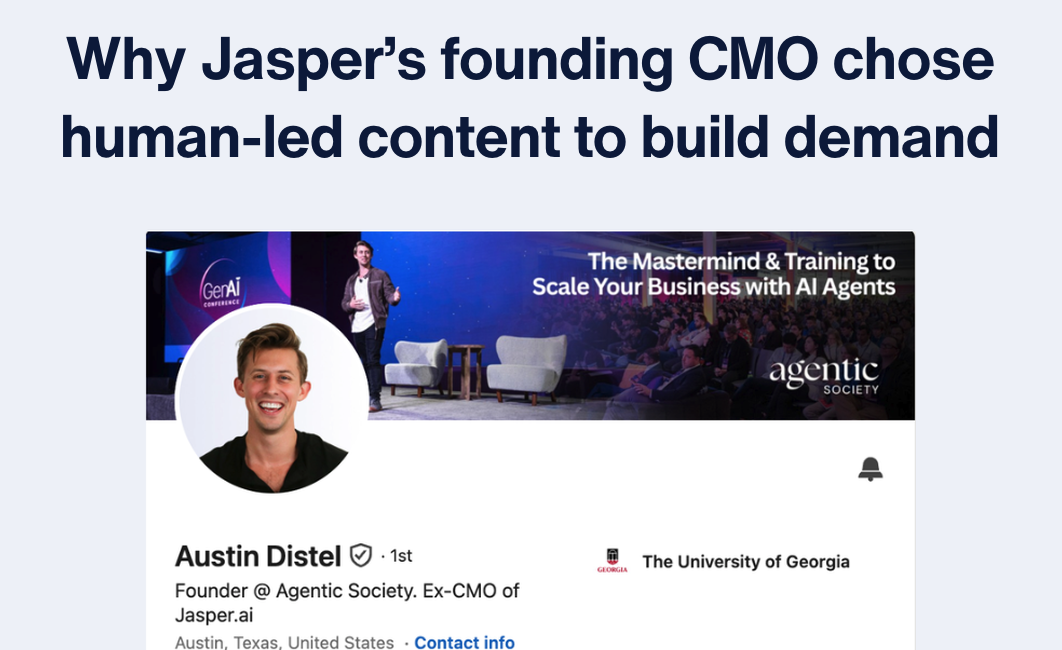 Austin Distel case study: LinkedIn® profile for Agentic Society